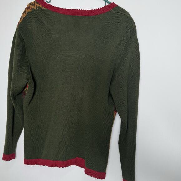 Napa Valley Women’s Cardigan Sweater Small Green Houndstooth Floral Embroidered - Picture 7 of 9